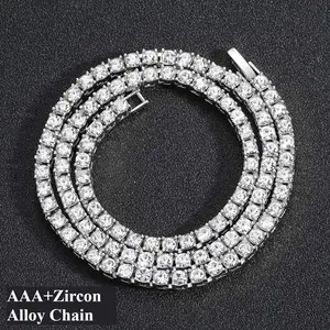 Hip Hop 5MM Tennis Chain Iced Out Bracelet Necklace Men Fashion Silver Color Tennis Jewelry Chains Women 20inch Choker Punk Gift