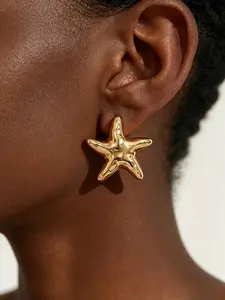 Starfish Earrings, Lava Texture Smooth Surface, Bold Women's Jewelry, Statement Ear Studs, Fashion Accessory