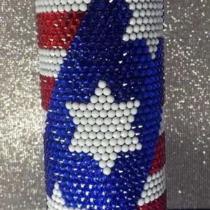Red Whiter and Blue Stars Blinged Tumbler Drinkware