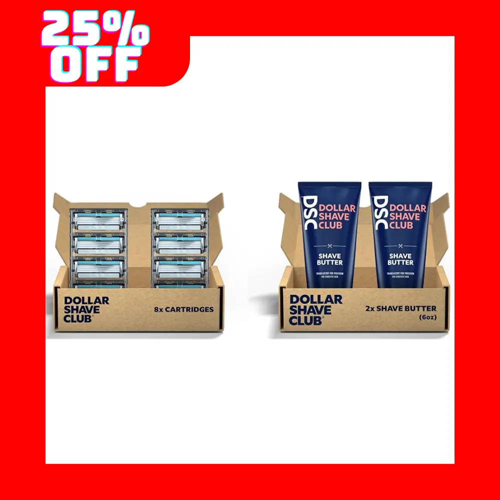 Smooth Shave Set: 8 Razor 4-Blade Refills + 2 Shave Butters | Dollar Shave Club | Gentle Formula