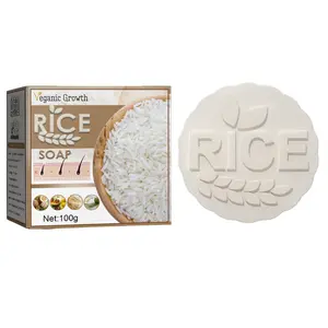 Veganic Growth Rice Soap - Lightweight Bar Soap with Rice-Water Protein Vitamins B C E & Amino Acids for Fuller Stronger Hair - Eco-Friendly Vegan Cruelty-Free Body Wash