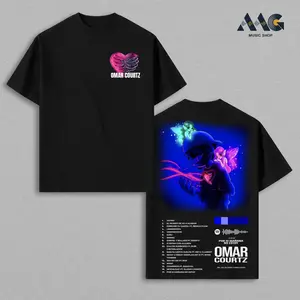 Omar Courtz Album Tracklist Graphic Tee, Oversized Heavyweight Cotton Tees, Vintage Washed Y2K, Music Fan Gift, Band Merch, Gift For Omar Courtz Fans, Puerto Rico Music Apparel, Spotify Code Concert Tee Menswear