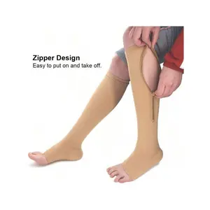 DressZipperCompressionSocksForMenAndWomen-Calf&KneeHigh15-20mmHgToeOpenCompressionSockings,SuitableForSportsSummerOutfits