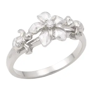 Sterling Silver Turtle and Plumeria Flower Ring