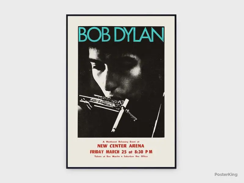 Bob Dylan New Center Arena Seattle 1966 Concert Original Vintage Poster Singer Band Concert Music Art