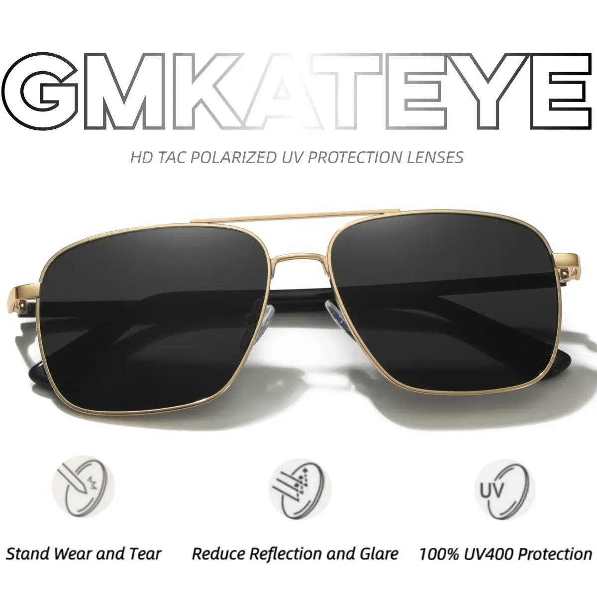 GMKATEYE Black High-Definition Polarized Sunglasses Anti-Dizziness for Long Drives & Travel Stylish Sunnies with Clear Polarized Vision UV400 Protection shades