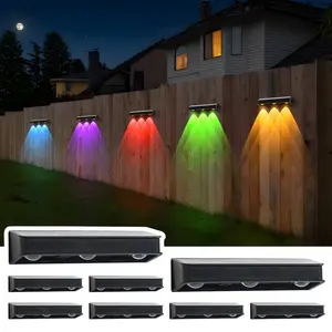 Solar Powered Fence Light Outdoor Waterproof LED Lighting with Sync Color Changing Modes, Ideal for Garden, Porch, Patio, Step, Wall, Pathway, Yard Decoration — Christmas Landscape Lights, Perfect for TikTok Shop Black Friday Deals