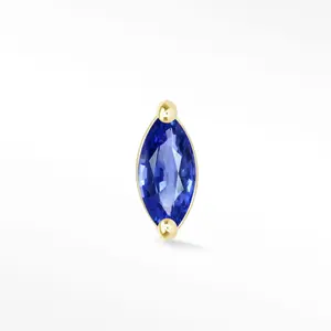 FlatBack Blue Sapphire 14K Yellow Marquise | The Wynning Studs