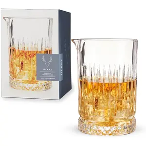 Viski Pedestal Cocktail Mixing Glass, Bartender and Bar Accessories, Crystal Pitcher, Bartending Glasses Perfect for Mixing Old Fashioned, Manhattan, Negroni, 23 Oz. Viski