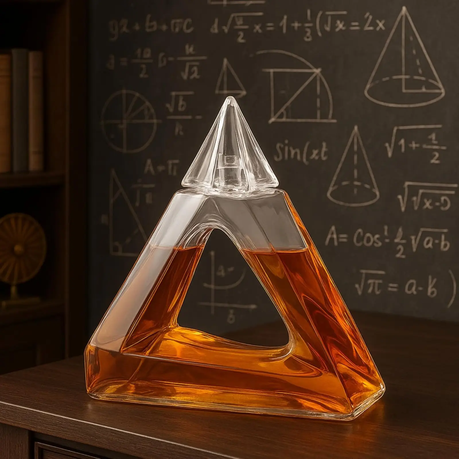Penrose Triangle Impossible Wine & Whiskey Decanter, 750ml Crystal Glass Geometric Illusion Design Math Lover Gift - Men Professors Geeks Engineers Anniversary Birthday Gifts, Father Husband Boyfriend