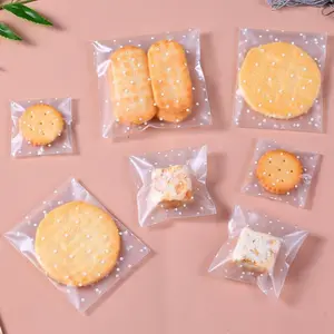 Christmas 100pcs/set Clear Dot Pattern Baking Cookie Seal Bags, Snowflake Pastry Ornamental Bags, Creative Baking Packaging Bags