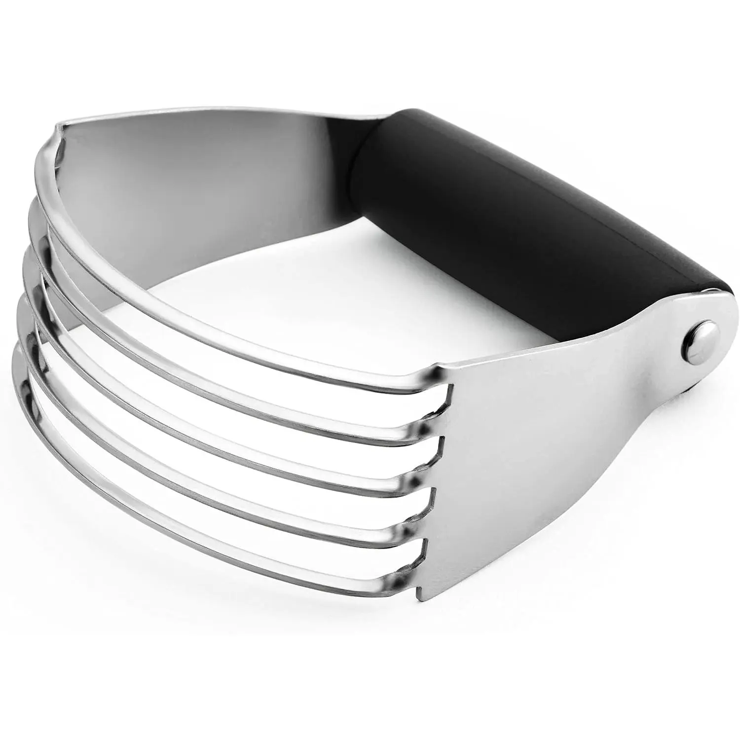 Spring Chef Medium Dough Blender, Heavy-Duty Pastry Cutter with Stainless Steel Blades, Black
