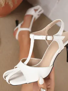 European Style Women's Summer 2026 New Arrival, Square Toe Hollow Out Buckle Sandals, High Heel Thin Sole, Fashionable Footwear