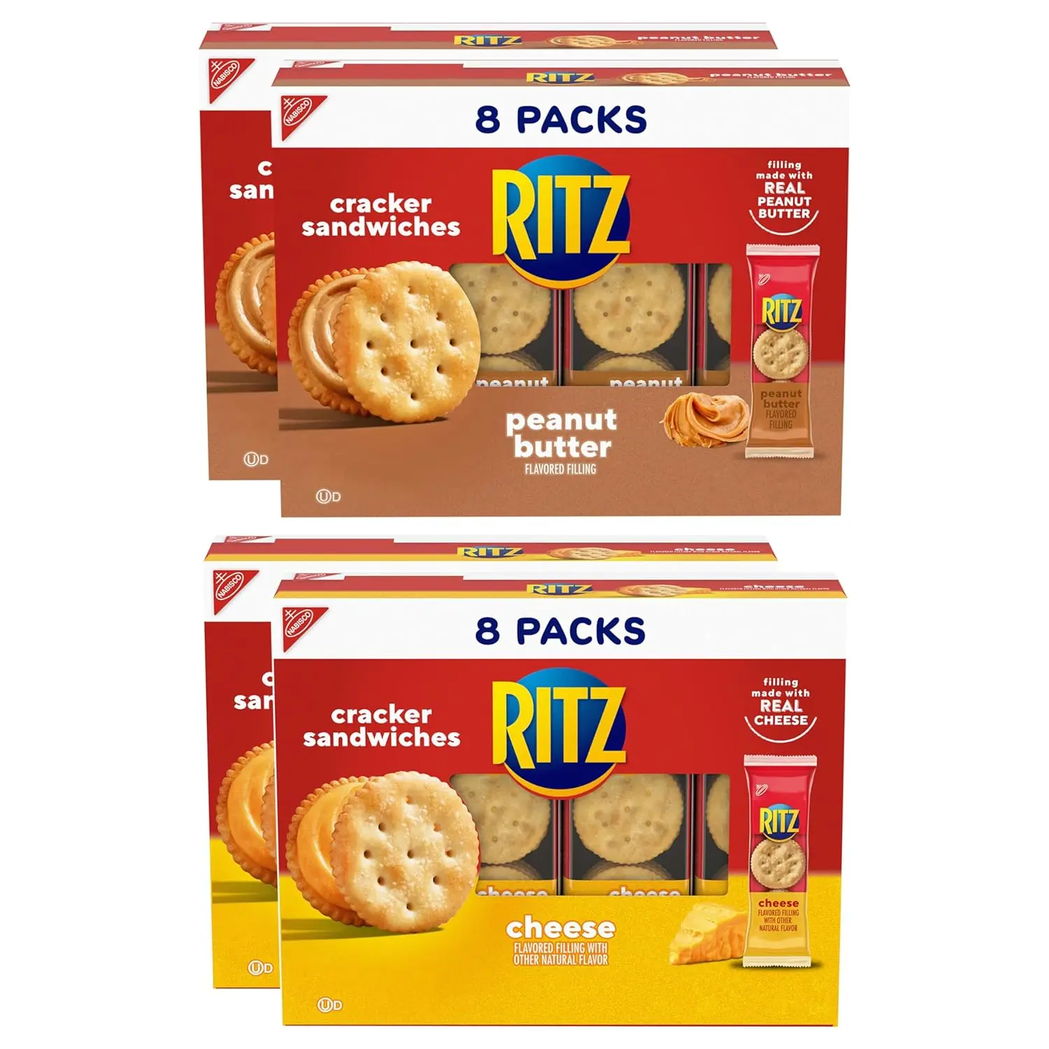 RITZ Peanut Butter and Cheese Sandwich Crackers Variety Pack, Lunch ...