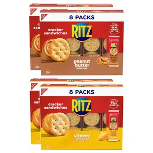 RITZ Peanut Butter and Cheese Sandwich Crackers Variety Pack, Lunch Snacks, 32 Snack Packs (6 Crackers Per Pack) 43.68 Ounce (Pack of 1)
