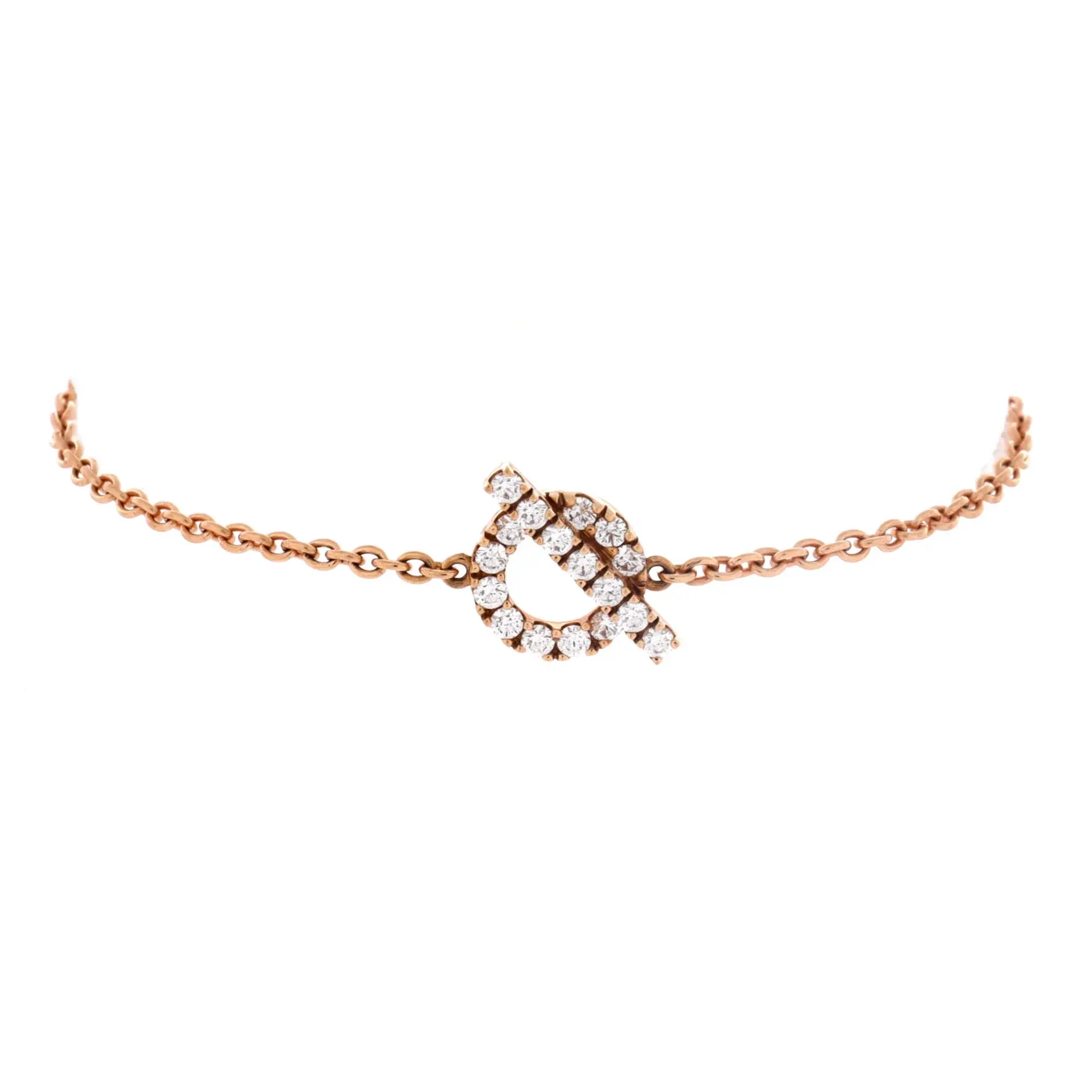 Pre-owned Hermes Finesse Bracelet 18K Rose Gold and Diamonds by Rebag