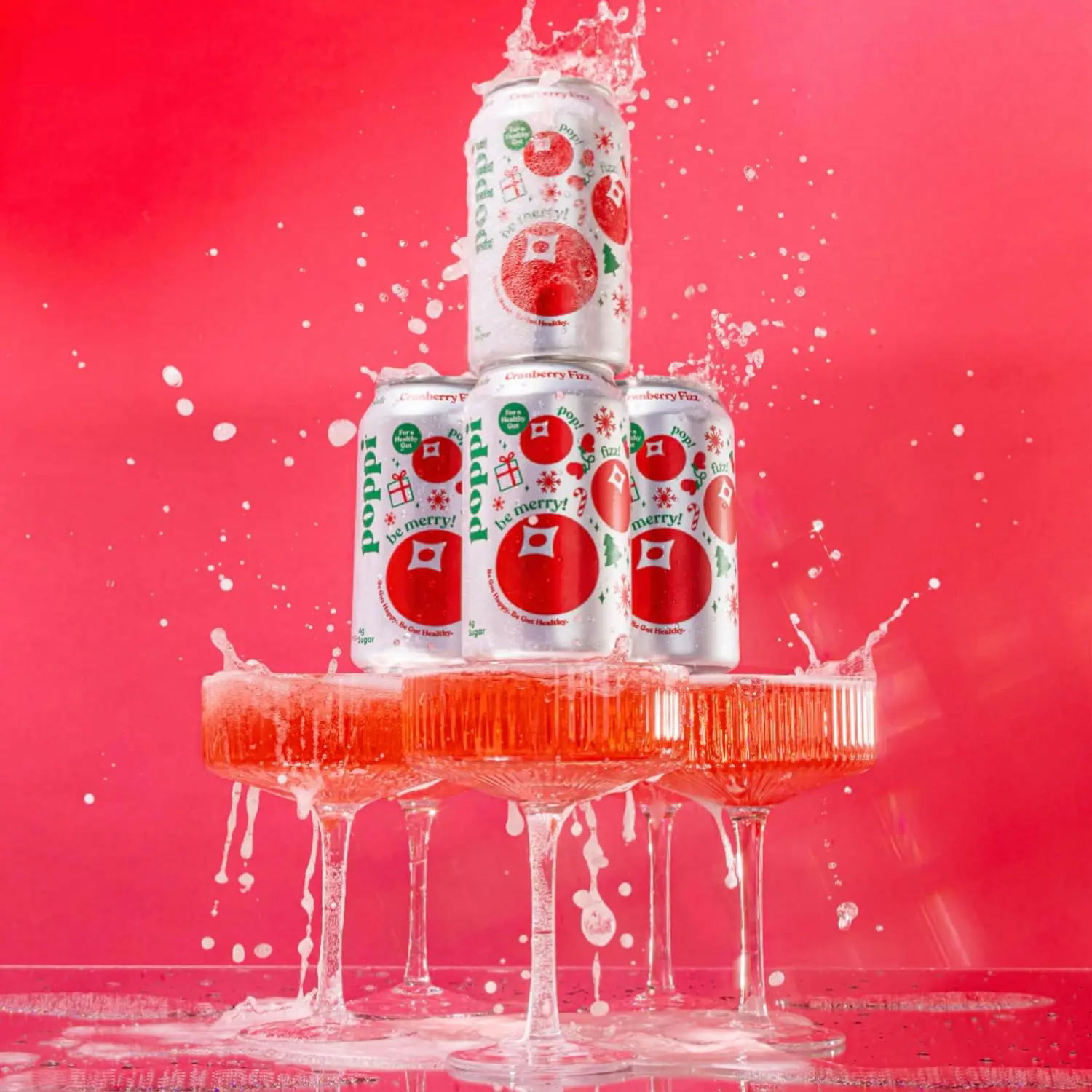 Poppi Cranberry Fizz - Prebiotic Soda - 4 x 12 oz (Limited