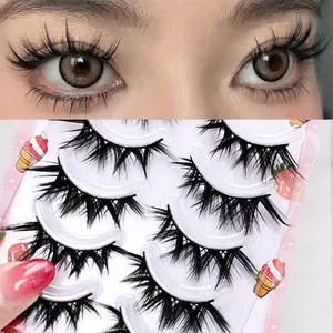 5-Pair Cartoon Fox Eye Makeup False Eyelashes: Super Soft and Fine, Naturally Curled with Length, Hypoallergenic and Lightweight, Enhances Eye Effect, Suitable for Daily Wear and Makeup, Reusable Strip False Eyelashes, Curly Lashes