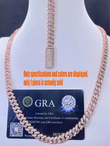 Custom new high-quality hip-hop rap style luxury Miami rose gold Cuban chain long stick, long stick with diamond inlay, iced out men's exclusive Cuban chain jewelry necklace, unisex, Thanksgiving gift, birthday gift