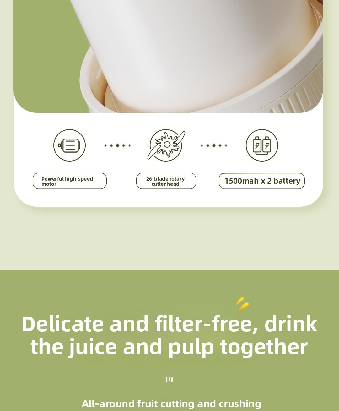 CEool Portable Blender, Cordless Personal Juicer Cup, Multifunctional Fruit & Ice Crushing Blender for Home and Travel