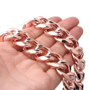 Pure Copper Cuban 12mm.Link Necklace Heavy 158gr.Solid Copper Statement Jewelry Chain 24" Unisex Necklace