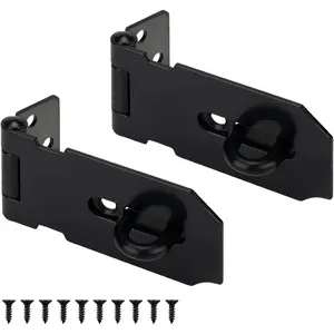 Stainless Steel Hasp Latch, Heavy Duty Hardware Padlock Latch Can be   Gates, Bedroom Doors, Cabinets, Sheds, 3 Inch Safety Door Hasp Latch Lock Comes with Screws, Black, 2 Pack
