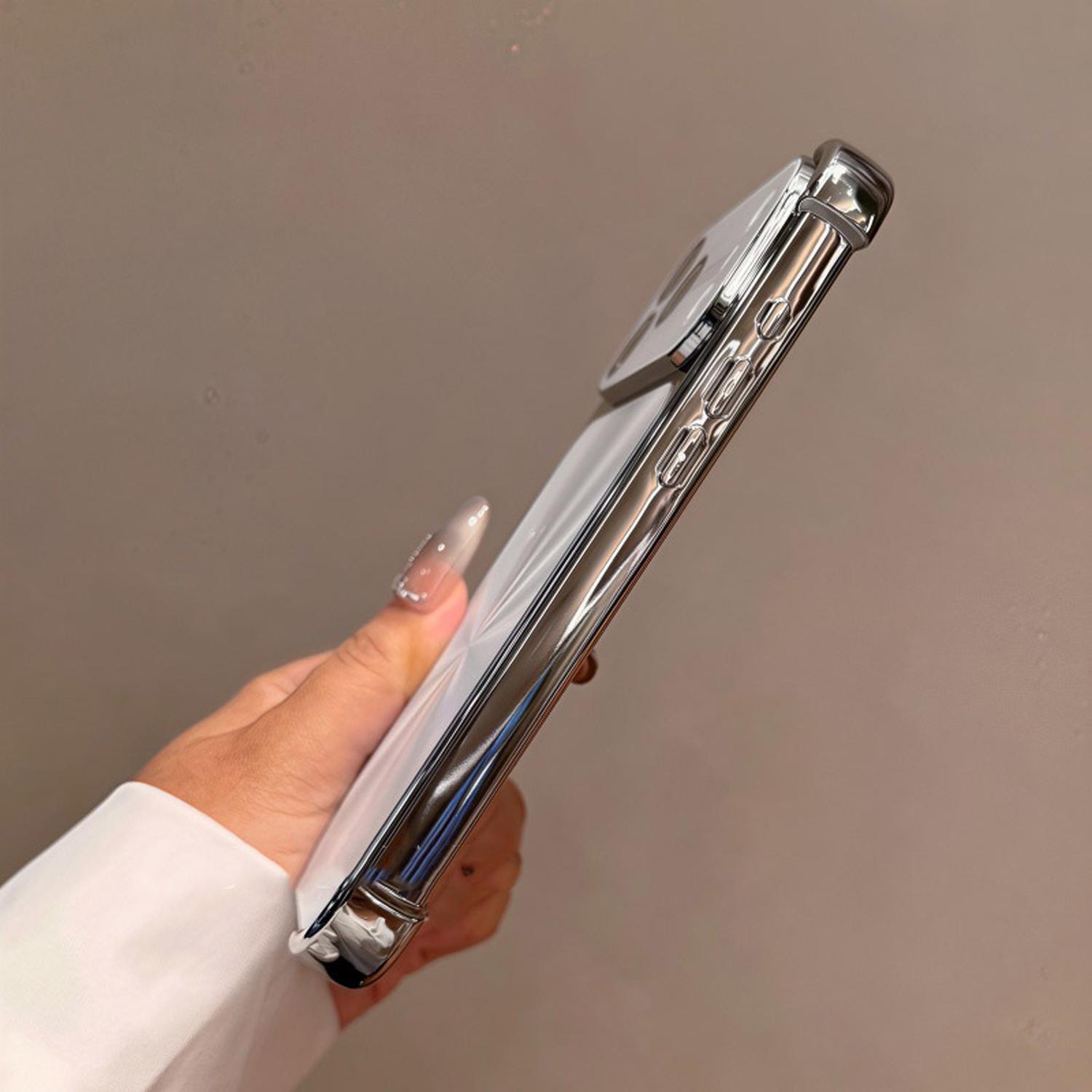 Shockproof CD-Texture Case for iPhone 17 Pro Max 16 15 14 13, Luxury Bling Electroplating Laser Phone Case Quad-Corner Drop-Proof Case with Lens Protector