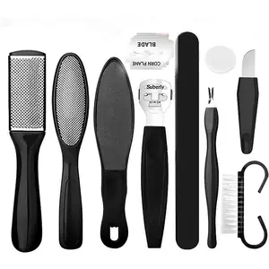 Professional Callus Remover & Foot File Set–Metal Surface Scraper for Dead Skin, Cracked Heels, and Hard Skin.Complete Pedicure Kit for Wet or Dry Feet, Essential Grooming Tool for Smooth Feet Black