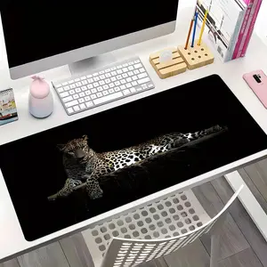 Leopard Pattern Mouse Pad, Rectangle Gaming Mouse Pad, Non-Slip Mousepad, Office Desk Keyboard Mouse Mat for Home Office Game Room Desk