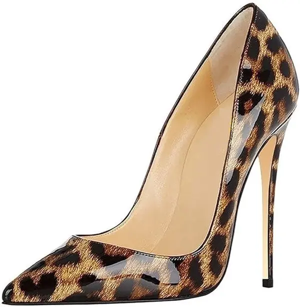 Women’s Leopard Print Pointed Toe Stiletto Heels Sexy Slip On Pumps Fashion Party Wedding Dress Shoes