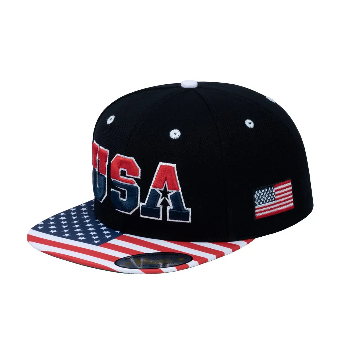 Black American USA Flag Stripe Vintage Brim Baseball Cap Hat UALON Baseball Cap, Snapback Trucker Hat for Men & Women  main image 2