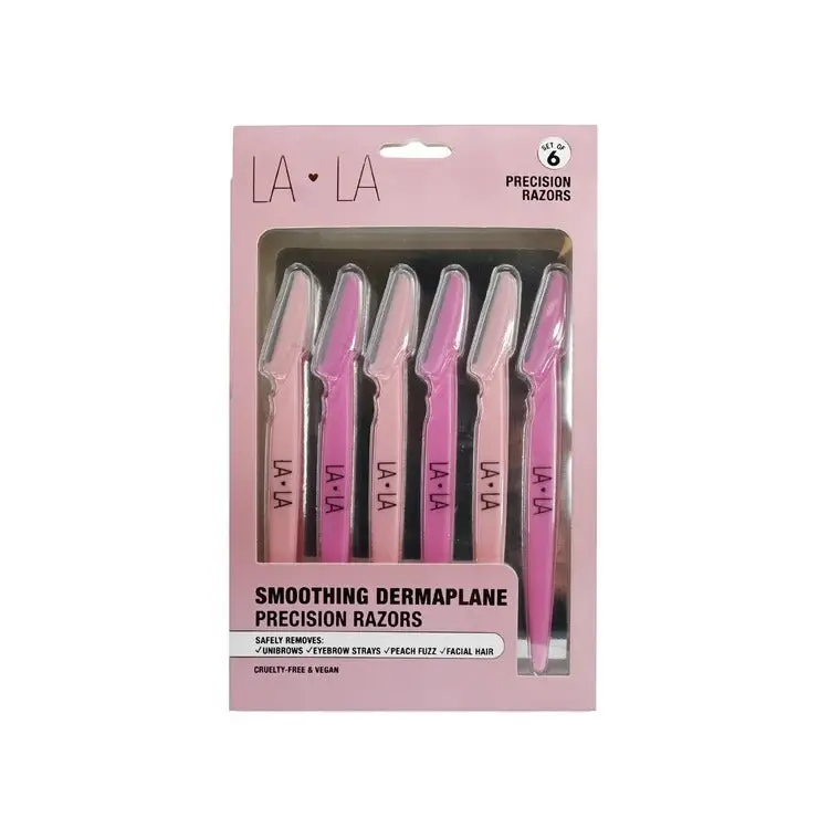 The Crème Shop Lala Precision Razors 6-Pack Makeup Home Beauty Tool Set - Lightweight Cosmetic Tool for Facial Dermaplaning, Body Hair Removal & Smooth Skin