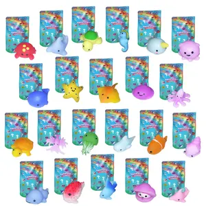 THE FIDGET GAME Mystery Squishies - 22 Adorable Sea Animal Squishy Toys for Stress Relief & Sensory Play - Perfect for Kids & Adults - Reusable String Bag - Great for Travel & Storage
