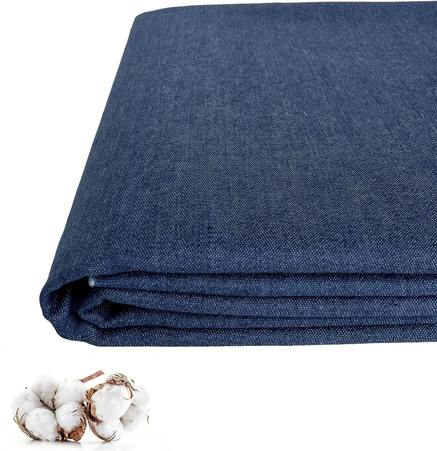 100% Cotton Denim Fabric by The Yard, 6.5oz & 10 oz Comfort Stretch Denim for Apparel, Jeans, Jackets, DIY Sewing (6.5oz-Deep Blue, 1 Yard)