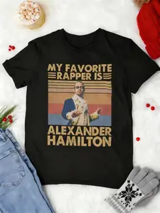 Alexander Hamilton Vintage T-Shirt, Hamilton Fan Exclusive, Korean Loose Fit Casual Top, Women's Fun Daily Wear, Musical Star Tee