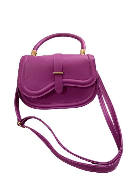 Elegant Purple Handbag with Gold Accents and Secure Closure for Everyday Use