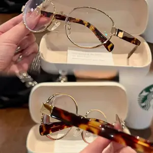 Round Blue Light Glasses for Women, Vintage Gold Metal Eyeglasses with Tortoise Temples, Lightweight Computer Glasses, Clear Lens Optical Frames for Office, Reading, Old Money Style,daily wear