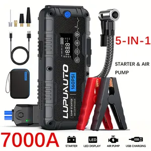 Luauto 7000A Jump Starter with Air Compressor, Portable Car Jump Starter, Peak Jump Starter Battery Pack with160PSI Digital Tire Inflator, Car Battery Charger Portable for 10.L Gas or 2.25gal Gal Diesel Fast Charging USB Output, LED Emergency Lighting,