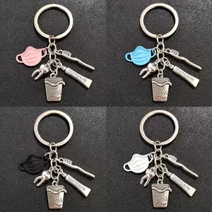 1pc Tooth Shaped Keychain - Dentist-Themed Accessory with Mask, Toothpaste, Toothbrush Patterns for Bags, Keyring Pendant, Tooth Shaped Keychains