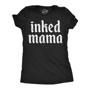 Womens Funny T Shirts Inked Mama Sarcastic Tattoo Lover Graphic Novelty Tee For Ladies Funny Womens T Shirts Cute Vintage Fashion Casual Ladies T-Shirt Gift Mother's Day Tops for Women Women's Novelty Tees Black -
