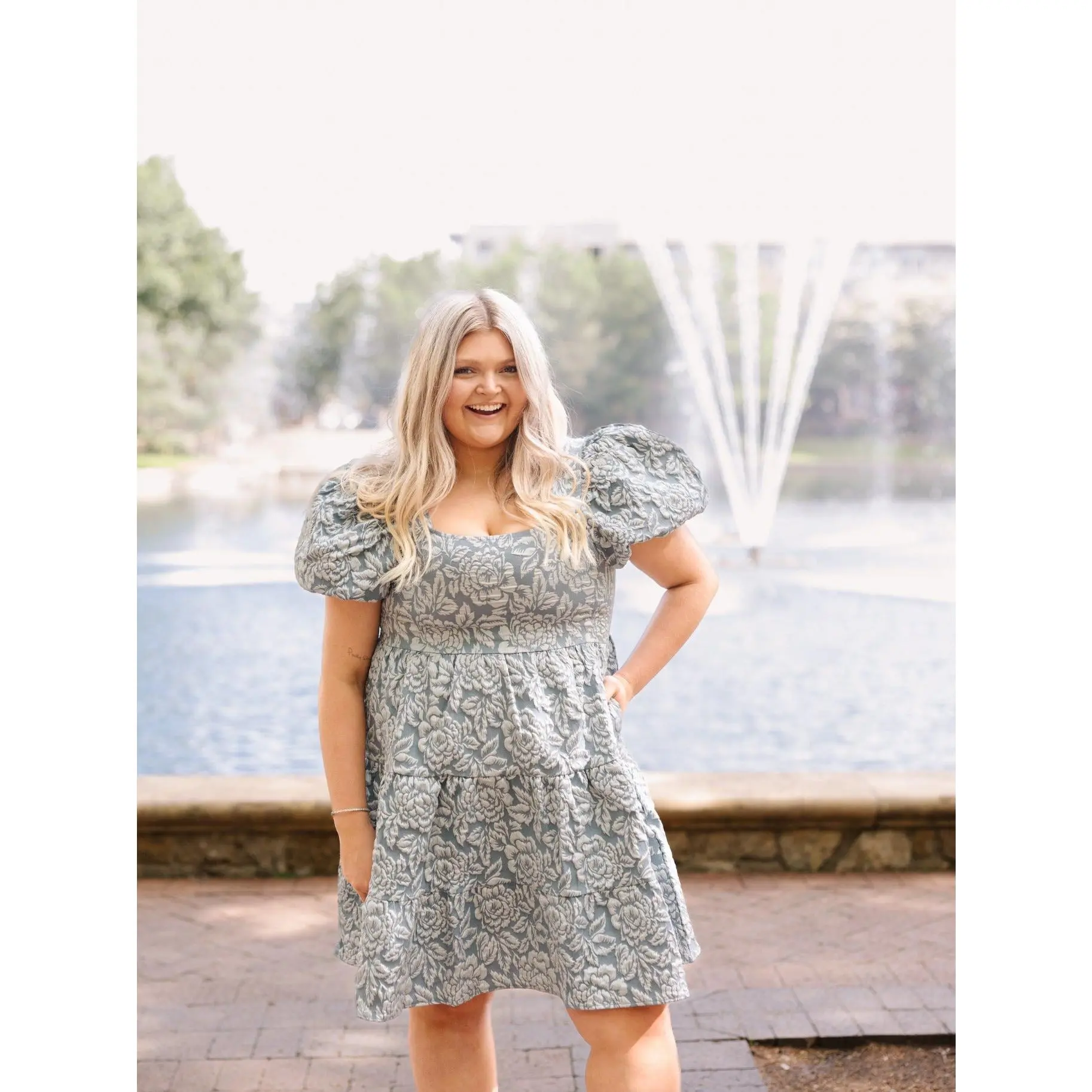 Dolly Doll Jacquard Dress, Blue