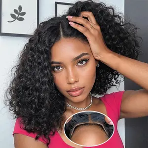 Wear and Go Glueless Wigs Human Hair Pre Plucked Pre Cut Deep Wave Curly Bob Wig for Black Women 5x5 Lace Closure Human Hair Bob Wigs