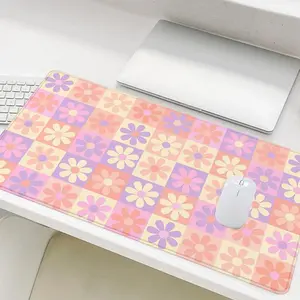 Floral Pattern Desk Mat, 1 Count  Non-slip Rubber Base Stitched Edge Desk Pad, Aesthetic Office Desk Pad, Desk Laptop Keyboard Mouse Pad, Cute Accessories Desk