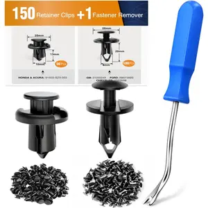 150 pcs Push-Type Bumper Fasteners Rivet Clips-2 Sizes Universal Auto Clips & Fastener For Bumper And Fender Clips Replacement - Fastener Removal Tool Included (150PCS Clip)