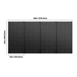 VEVOR Metal Pegboard Panels, 24" x 12" Pegboard, 4 Panels, Heavy Duty Peg Board Wall Organizer with Accessories, for Living Room Garage Tool Storage Office Organization Craft Room Kitchen Home, Black
