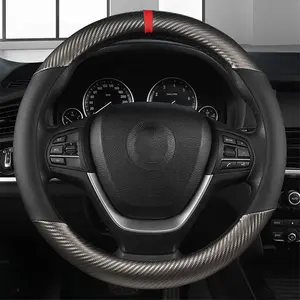 SJPACK For Ford Car Steering Wheel Cover Carbon Fiber PVC Leather Anti-slip Accessories
