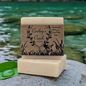 💧 Pure Creek | Goat Milk Soap Bar | Handmade Natural Skincare | Unscented & Gentle | Curley’s Creek