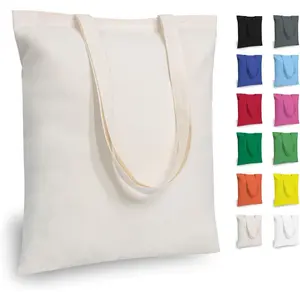 12-Pack Economical 16"x15" Cotton Tote Bags, Lightweight Medium Reusable Grocery Shopping Cloth Bags, Ideal for DIY, Advertising, Promotion, Gift and Activity