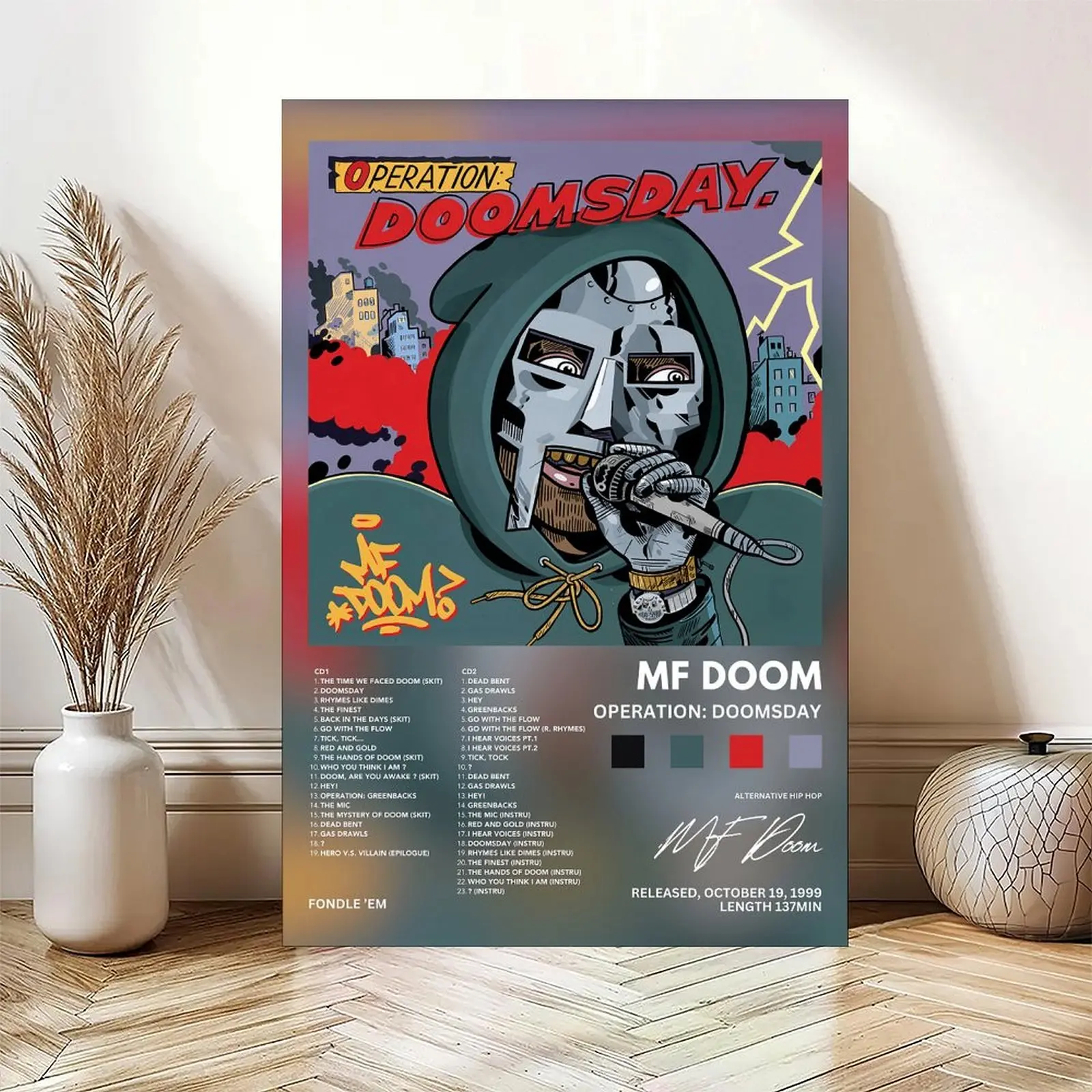 MF DOOM Music Canvas Poster Operation Doomsday Album Poster Hip Hop Rock Music Room Bedroom Decoration Aesthetic Poster Kitchen Wall Artistic Ornaments