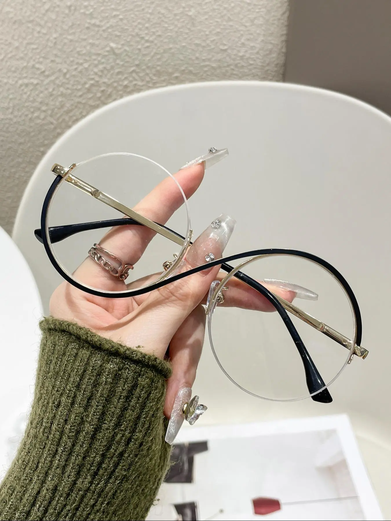 Anti-blue Light Round Frame Eyeglasses for Women & Men, High Quality Eyeglasses, Trendy Casual Eyeglasses, Fashion Stylish Trendy Eyewear for Work, Daily Clothing Decor, Perfect Accessories for Student Daily Use, Stylish Eyeglass, Trendy Frames